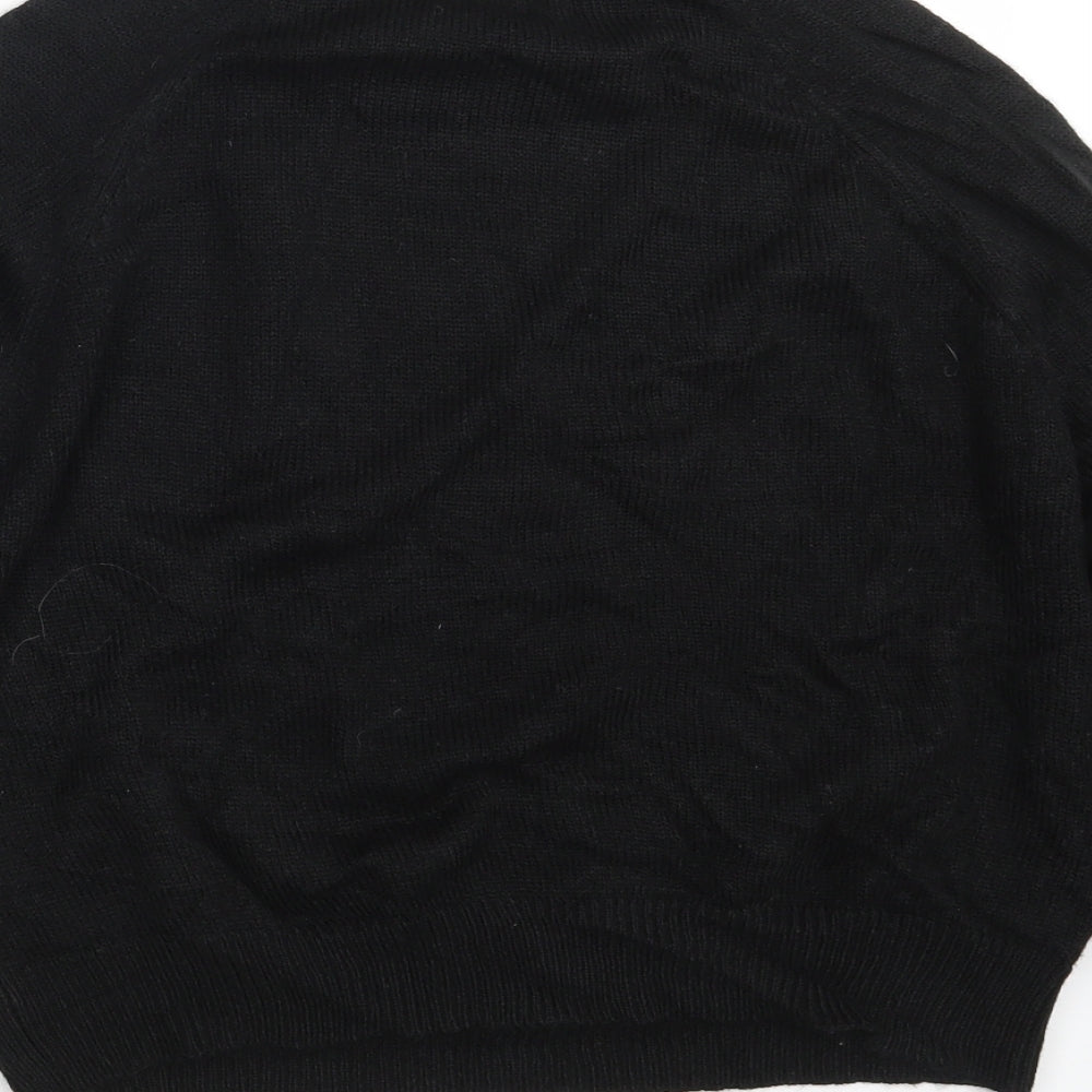 Brave Soul Womens Black Round Neck Striped Acrylic Pullover Jumper Size S