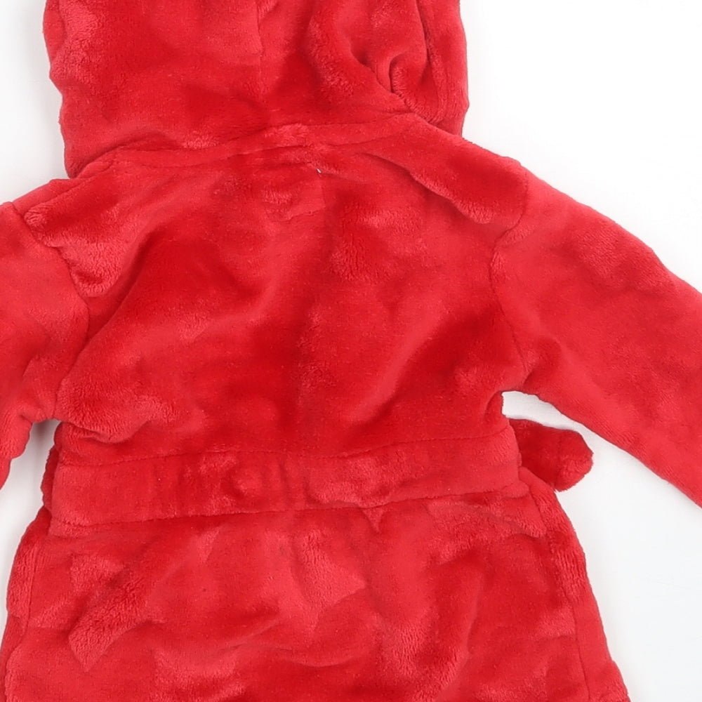 Primark Baby Red Solid 100% Polyester Babydoll Robe Size 6-9 Months - Pockets
