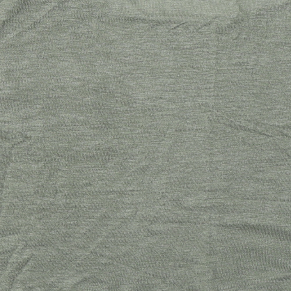 Mango Womens Green Polyester Basic T-Shirt Size M Round Neck
