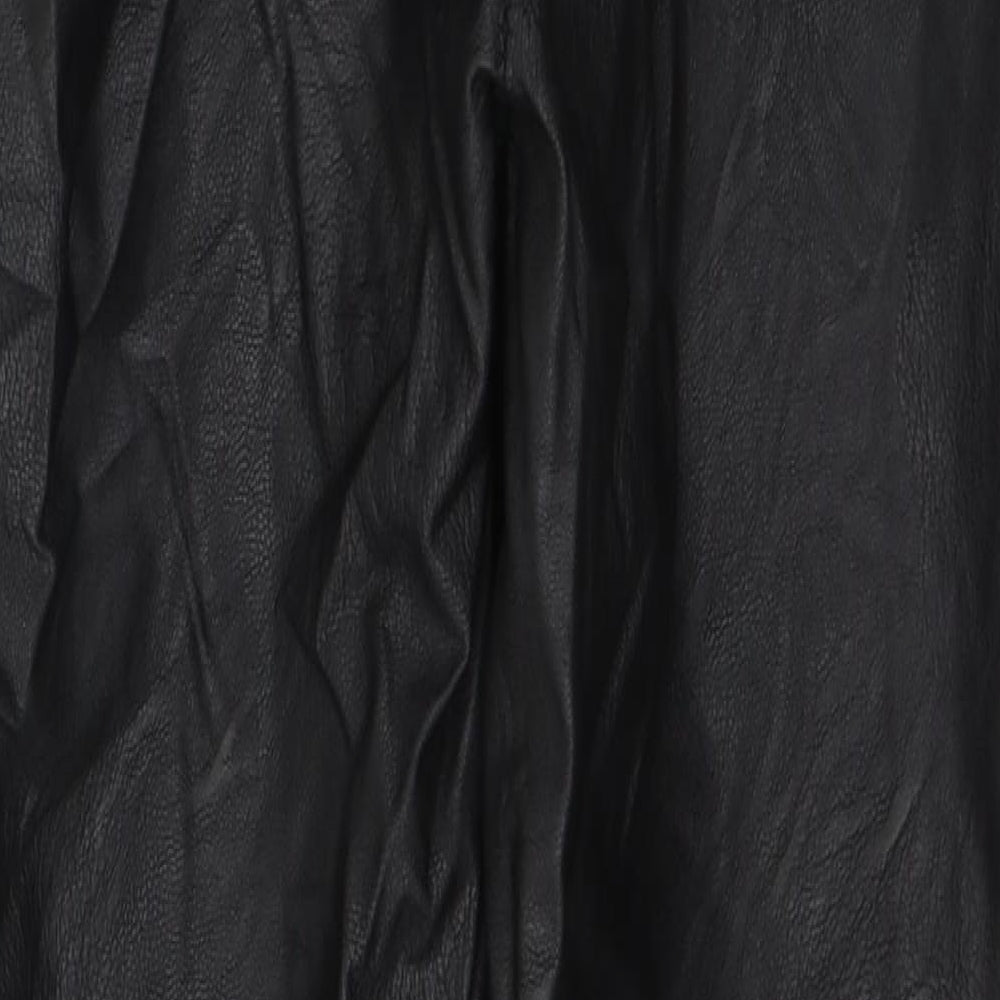 Made in Italy Womens Black Polyurethane Trousers Size S L26 in Regular Tie