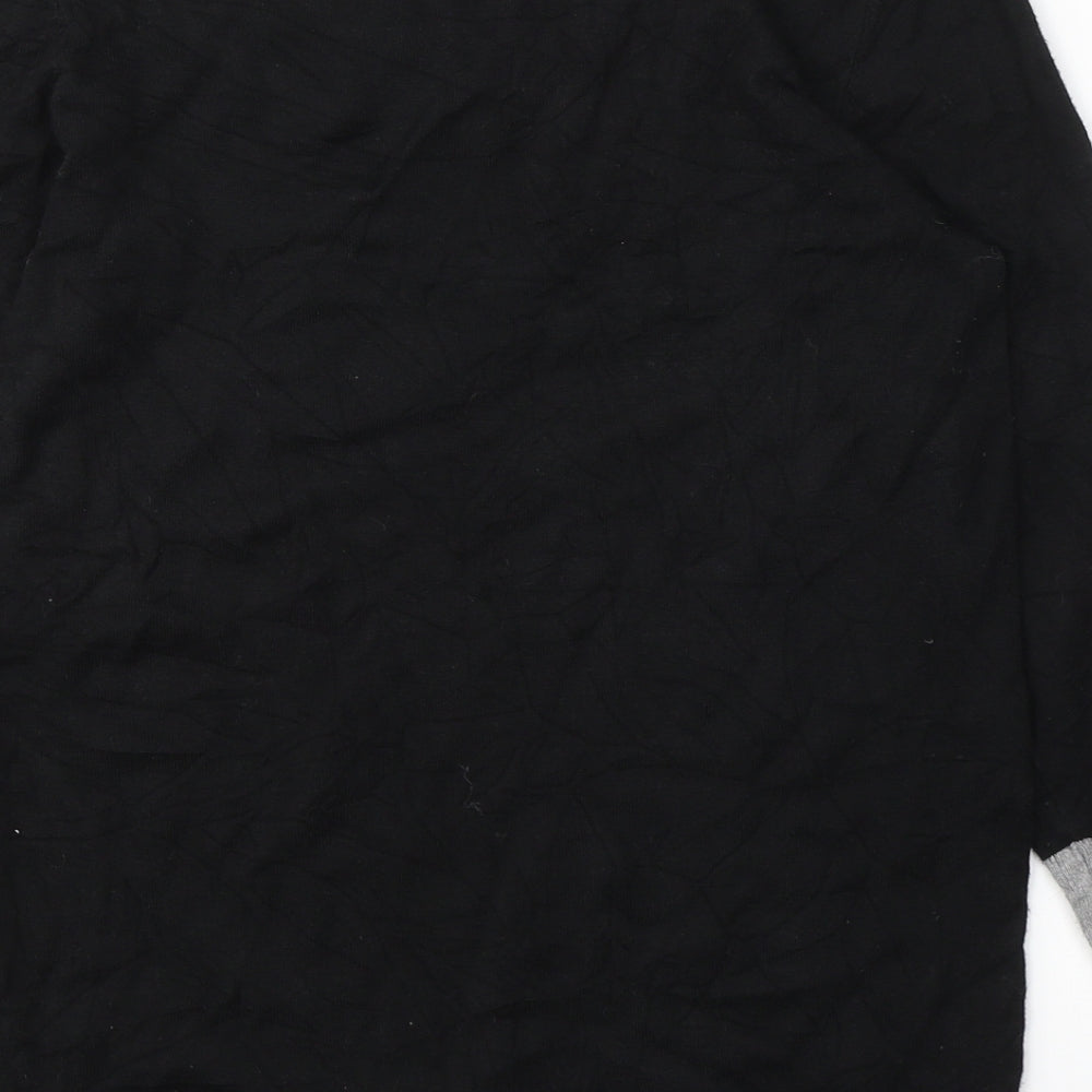 Papaya Womens Black Colourblock Acrylic Jersey Blouse Size 8 Round Neck