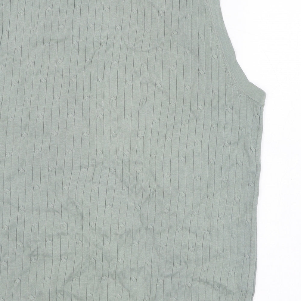 BHS Mens Green V-Neck Cotton Pullover Jumper Size S