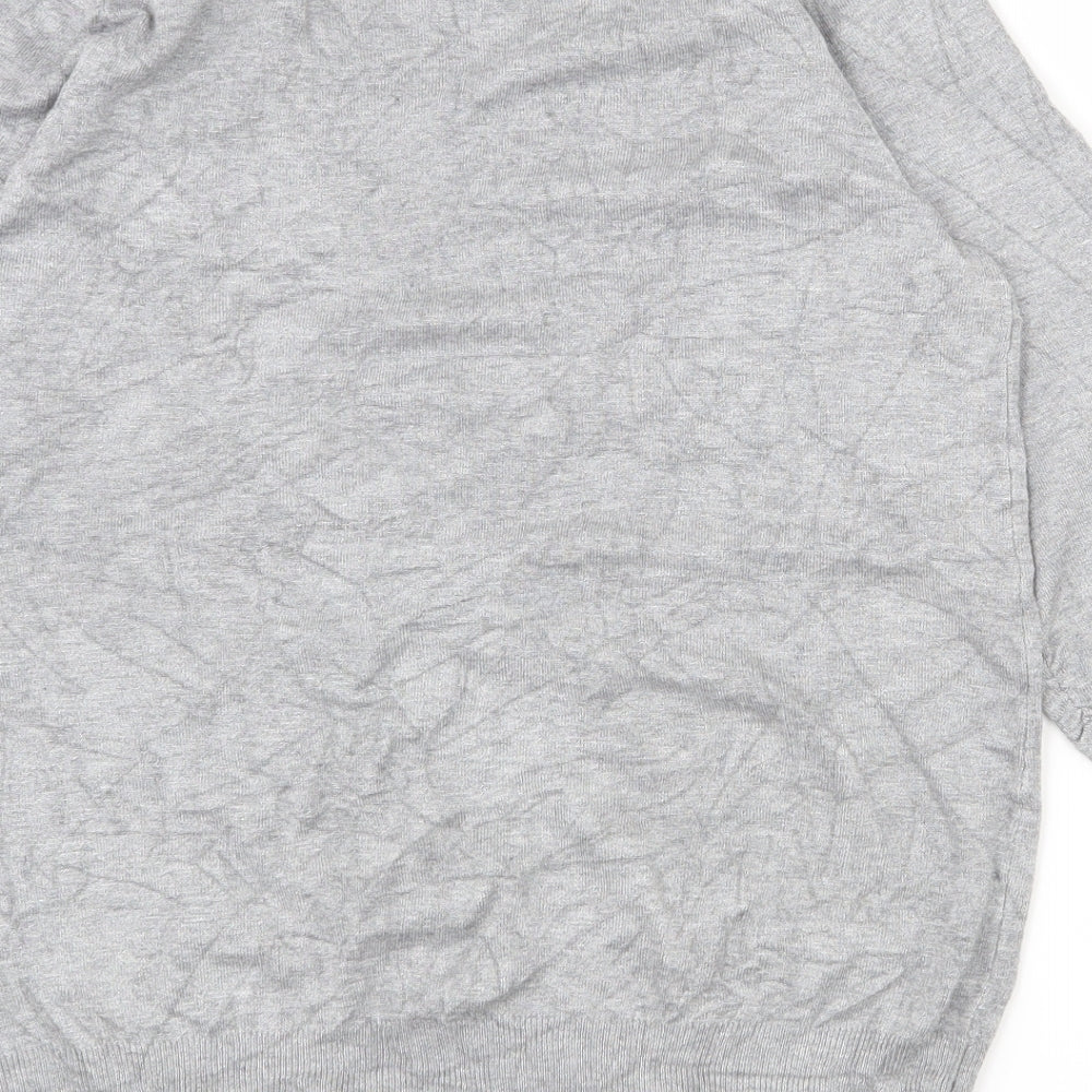 Marks & Spencer Womens Grey V-Neck Viscose Pullover Jumper Size 14