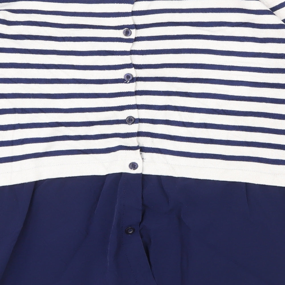 Atmosphere Womens Blue Striped Viscose Button-Up Size 6 Roll Neck