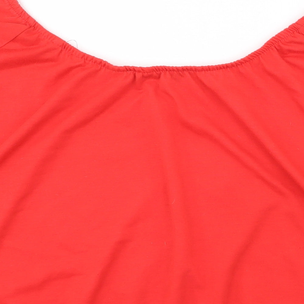 Atmosphere Womens Red Polyester Basic Blouse Size 12 Off the Shoulder
