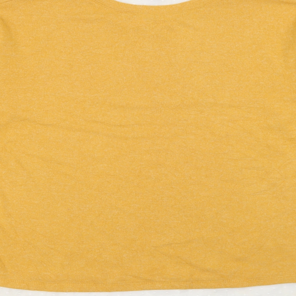 M&Co Womens Yellow Collared Polyester Pullover Jumper Size 12