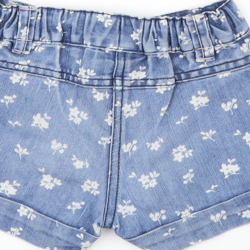 NEXT Girls Blue Floral Polyester Cropped Jeans Size 9-12 Months Button