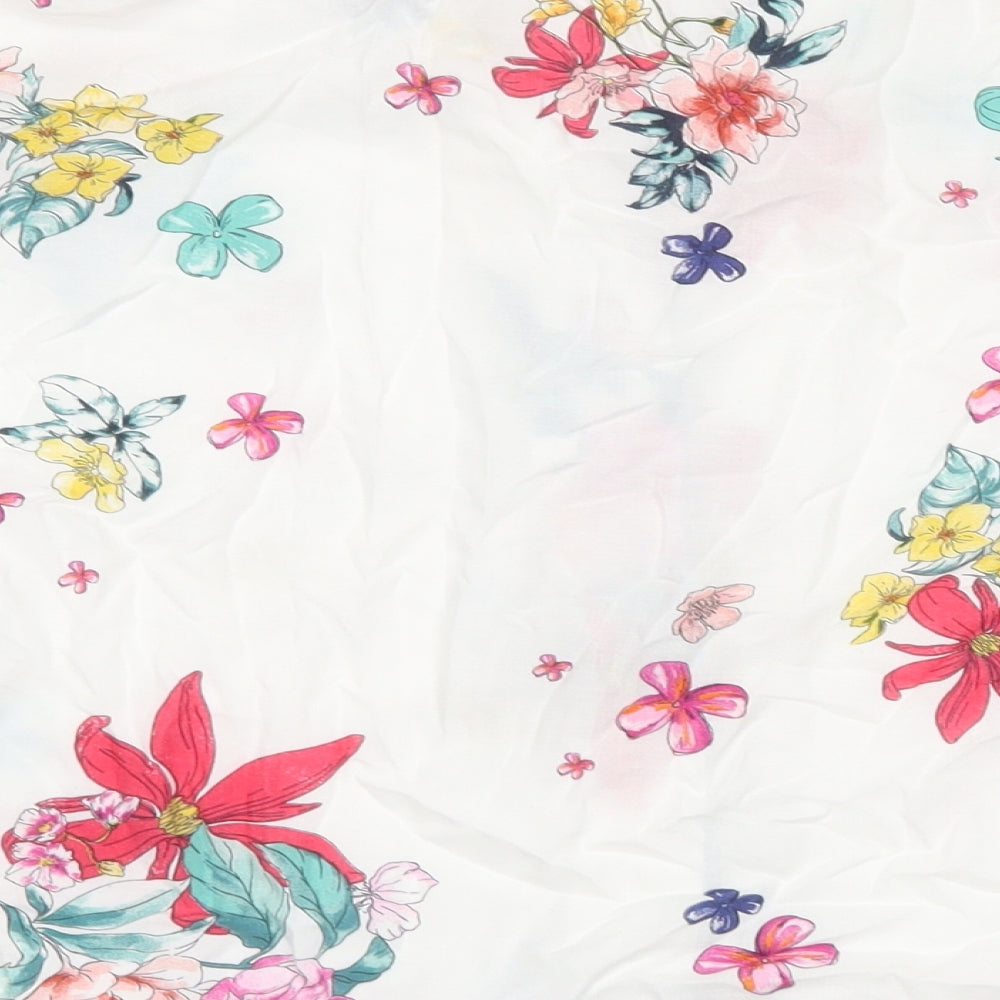 Pull&Bear Womens Multicoloured Floral Viscose Cropped Blouse Size L Collared
