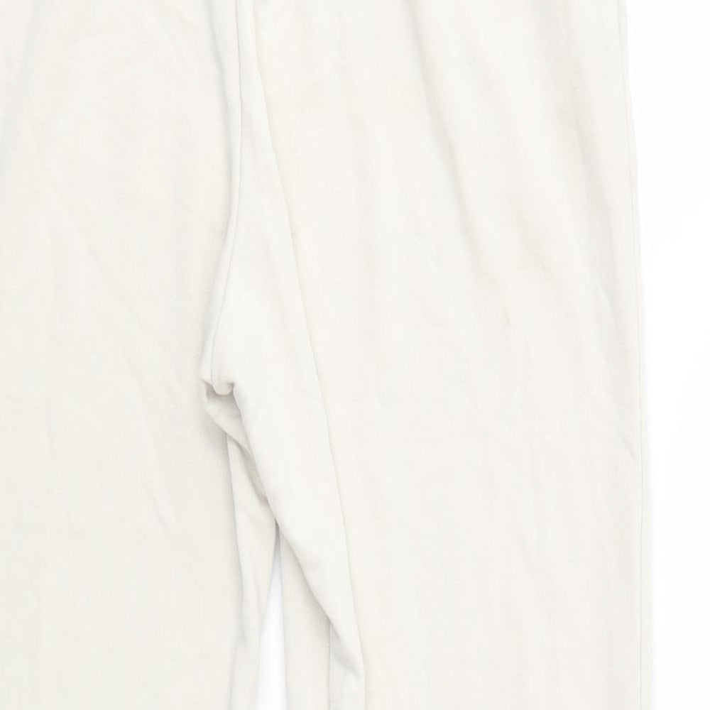 Dunnes Stores Womens Ivory Polyester Jogger Trousers Size M L32 in Regular Drawstring