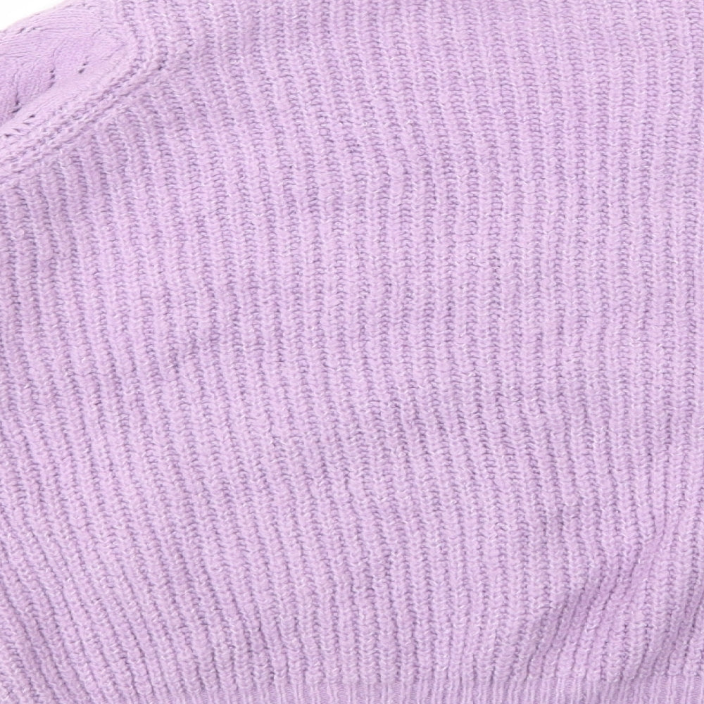 Dunnes Stores Womens Purple V-Neck Acrylic Pullover Jumper Size S