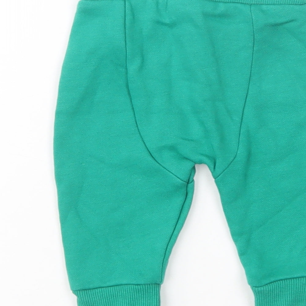 F&F Baby Green Cotton Jogger Trousers Size 3-6 Months Drawstring