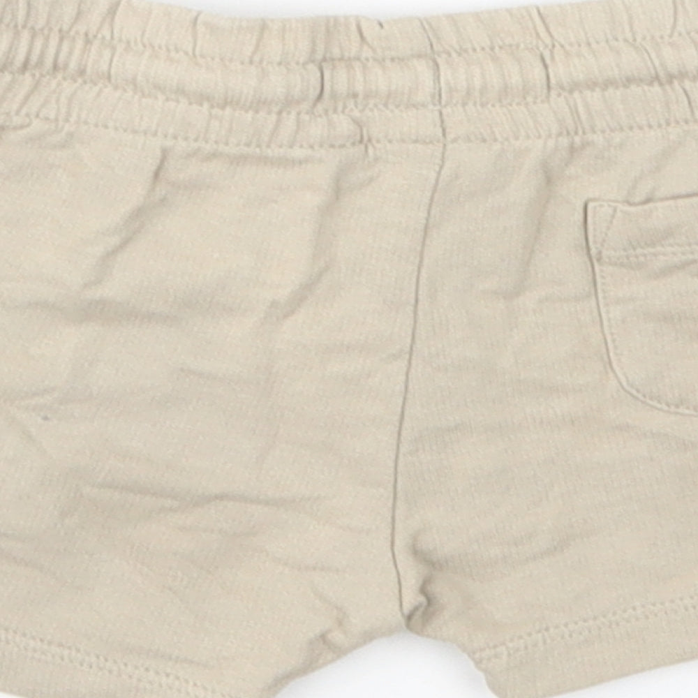 NEXT Baby Beige Cotton Cropped Trousers Size 6-9 Months Drawstring
