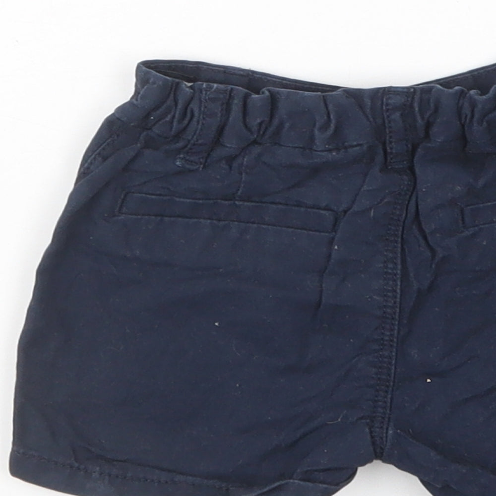 Next Baby Blue Cotton Cropped Trousers Size 6-9 Months Button