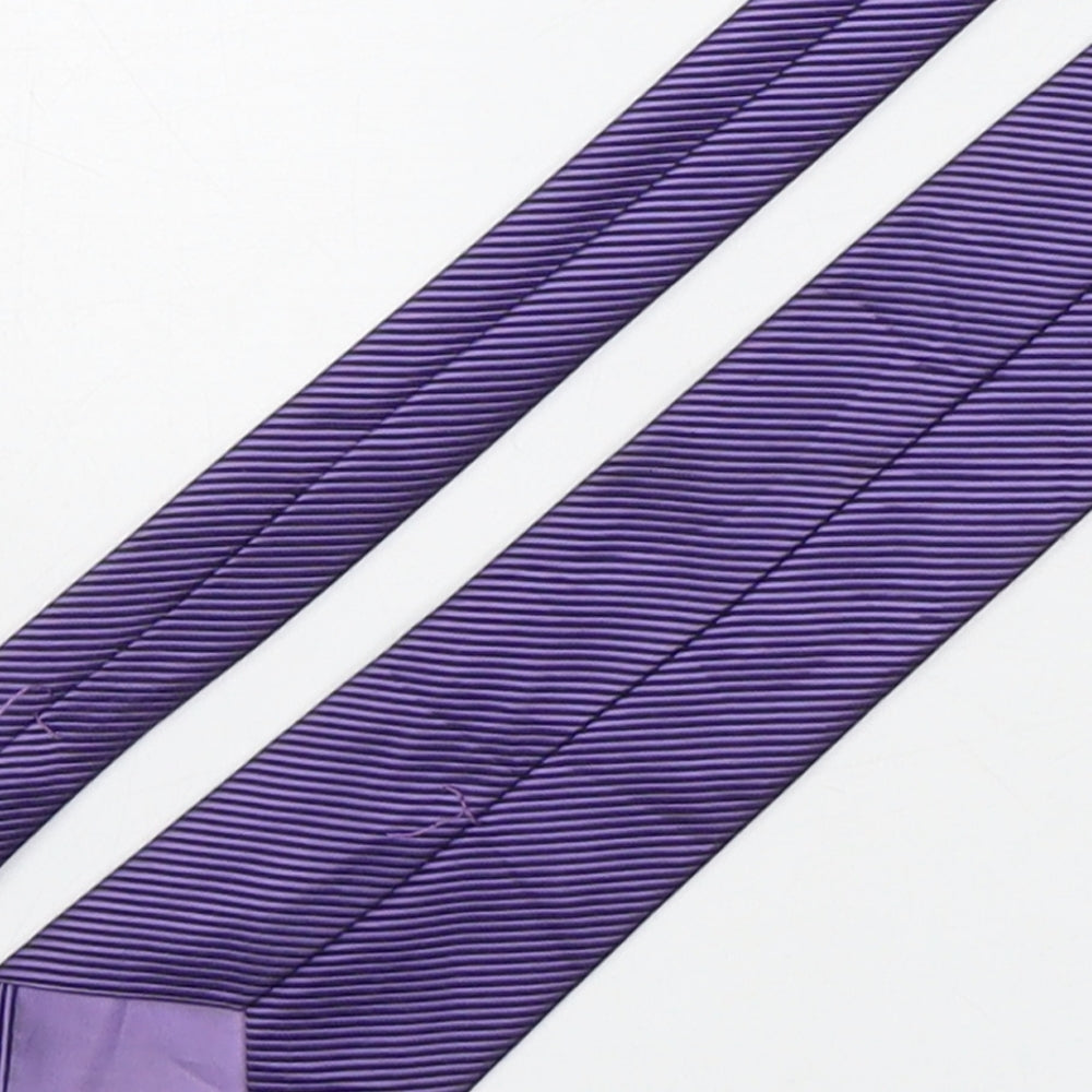 Burton Mens Purple Striped Polyester Pointed Tie One Size