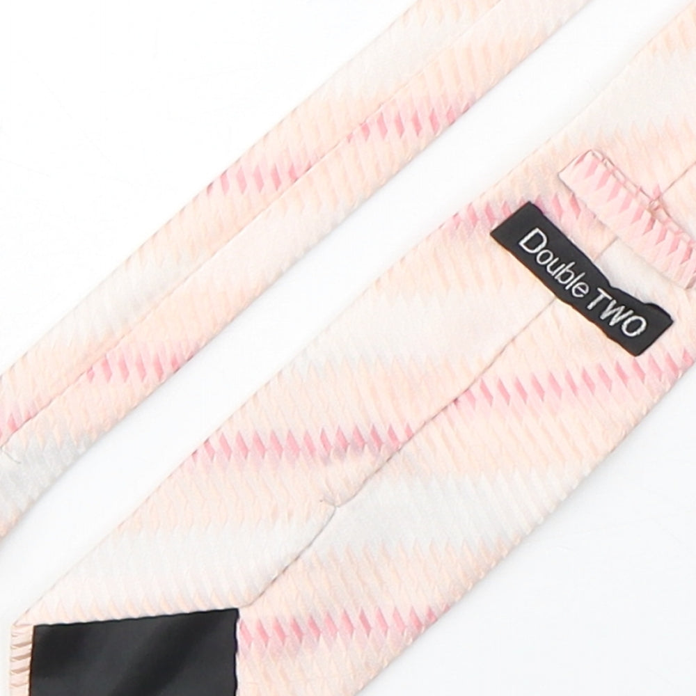 Double TWO Mens Pink Striped Polyester Pointed Tie One Size