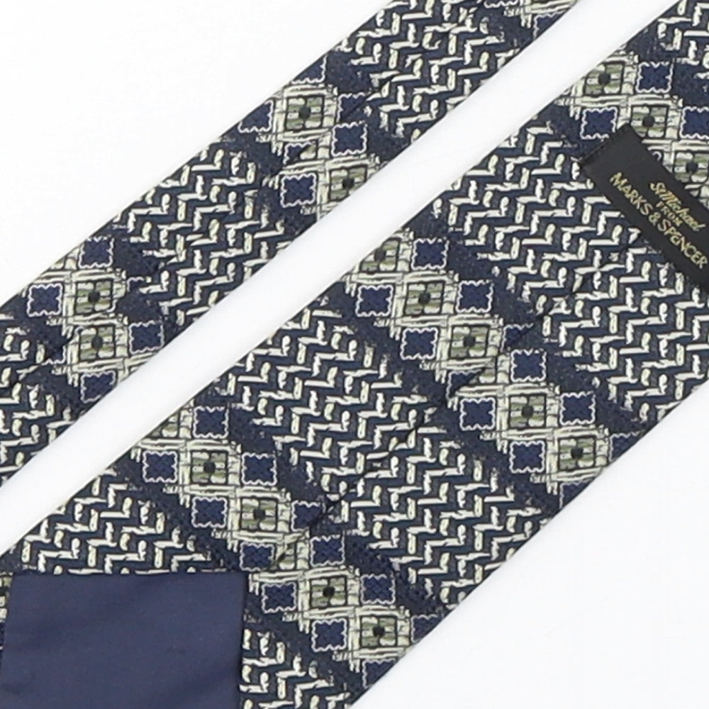 Marks & Spencer Mens Multicoloured Geometric Silk Pointed Tie One Size