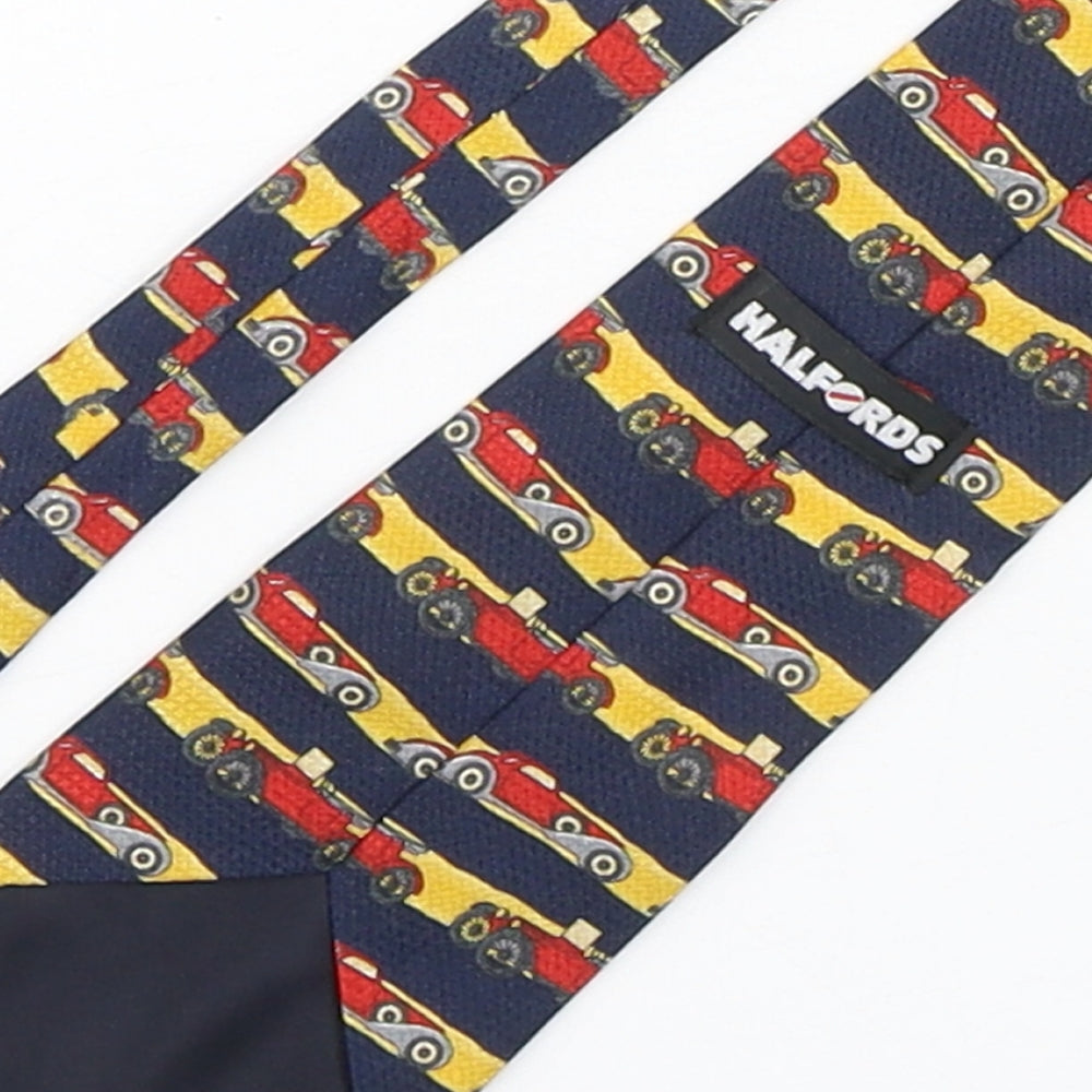 Halfords Mens Multicoloured Striped Polyester Pointed Tie One Size - Car Print