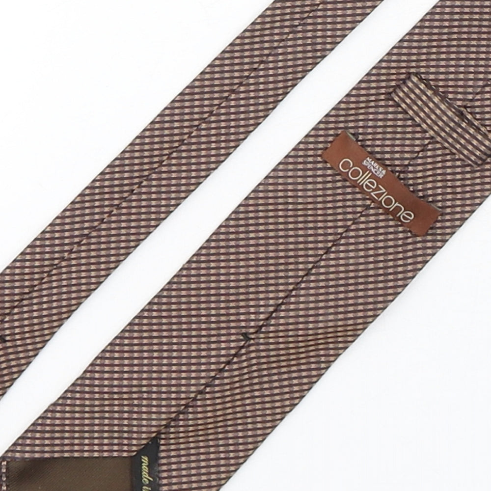 Collezione Mens Brown Geometric Silk Pointed Tie One Size