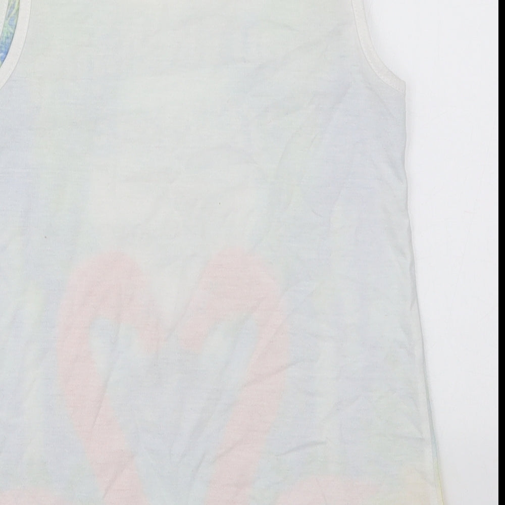 Evie Girls White Polyester Basic Tank Size 7-8 Years Round Neck Pullover - South Point Miami Flamingo
