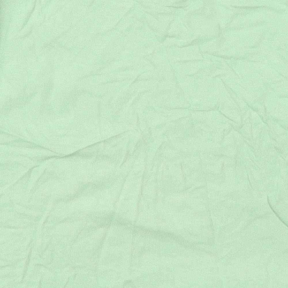 Topshop Womens Green Cotton Cropped T-Shirt Size 12 Crew Neck - Madrid