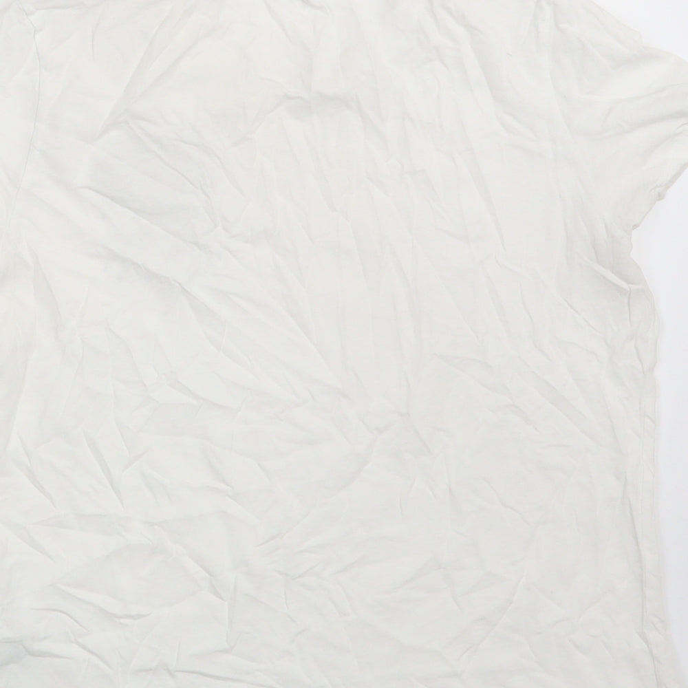 VERO MODA Womens White 100% Cotton Basic T-Shirt Size M Crew Neck - Dance in the rain