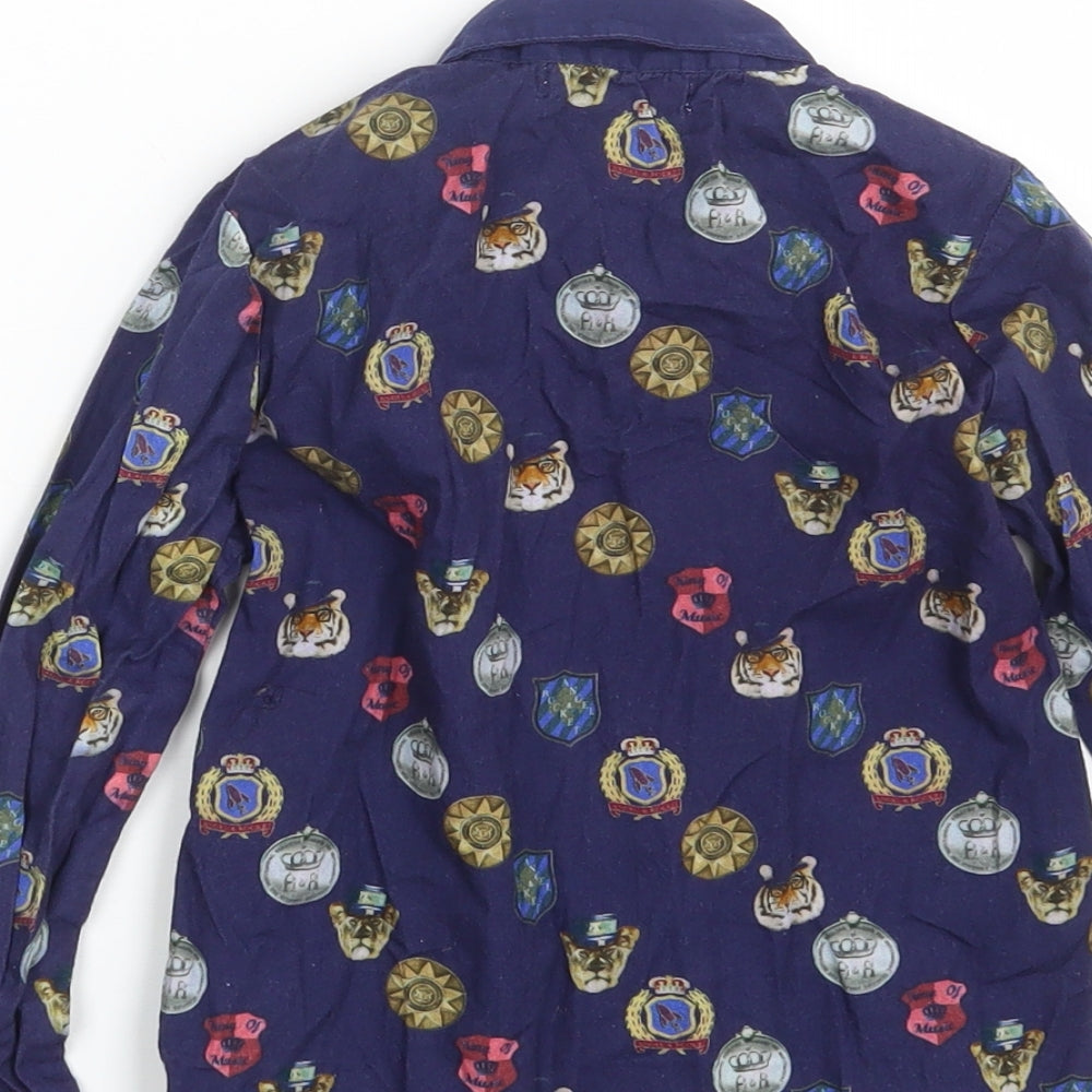 ANGEL & ROCKET Boys Blue 100% Cotton Basic Button-Up Size 5 Years Collared Button