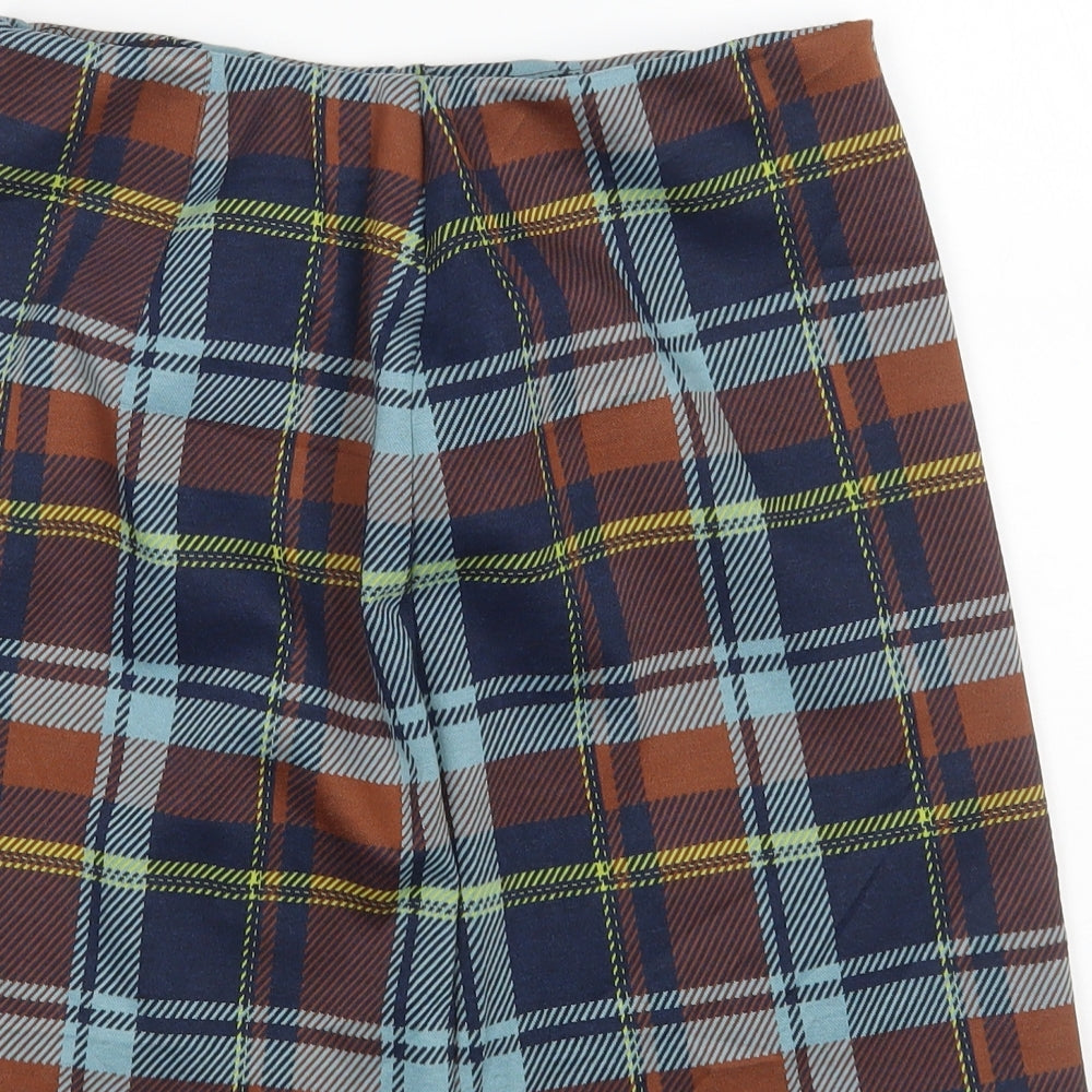 Marks & Spencer Womens Multicoloured Check Polyester A-Line Skirt Size 8
