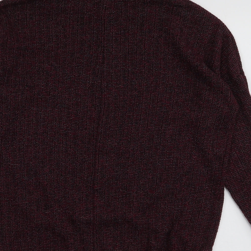 Topshop Womens Red Roll Neck Polyester Pullover Jumper Size 6