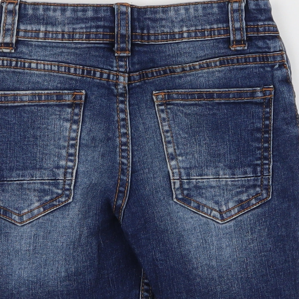 Denim & Co. Boys Blue Cotton Cargo Trousers Size 18 Months Button - Shorts