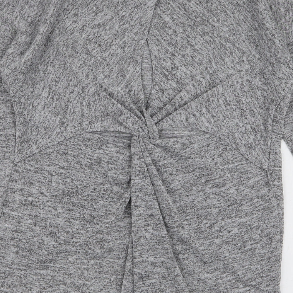 Miss Selfridge Womens Grey Polyester Jersey T-Shirt Size 6 Round Neck