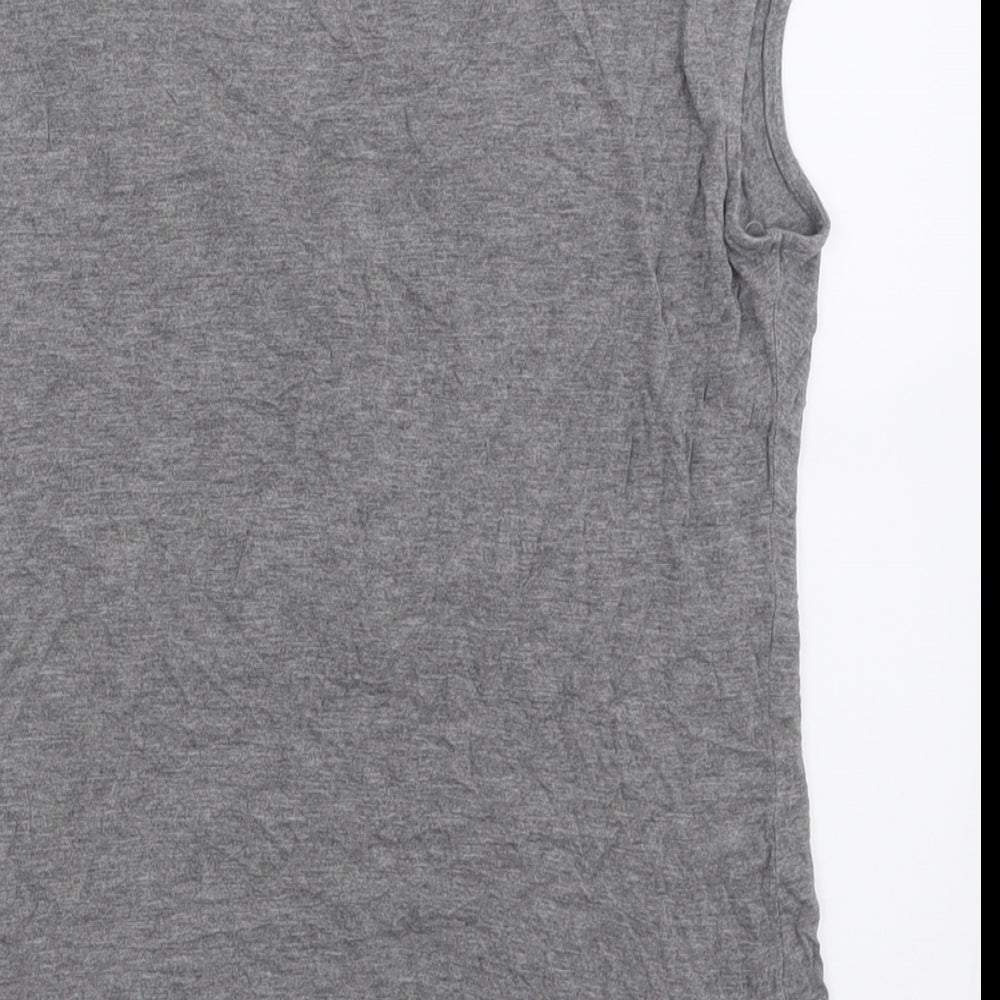 H&M Womens Grey Viscose Basic T-Shirt Size M V-Neck