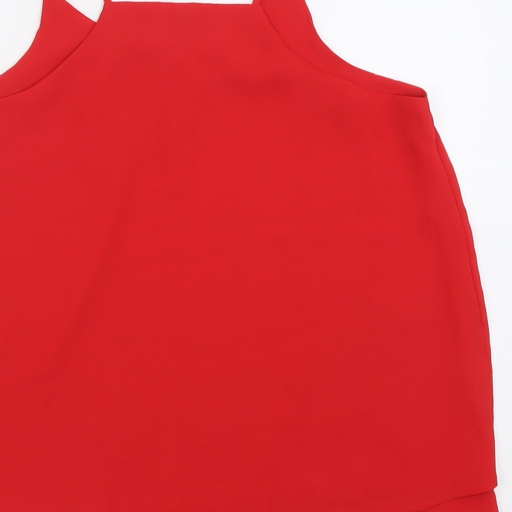 ESMARA Womens Red Polyester Basic Tank Size 14 Scoop Neck