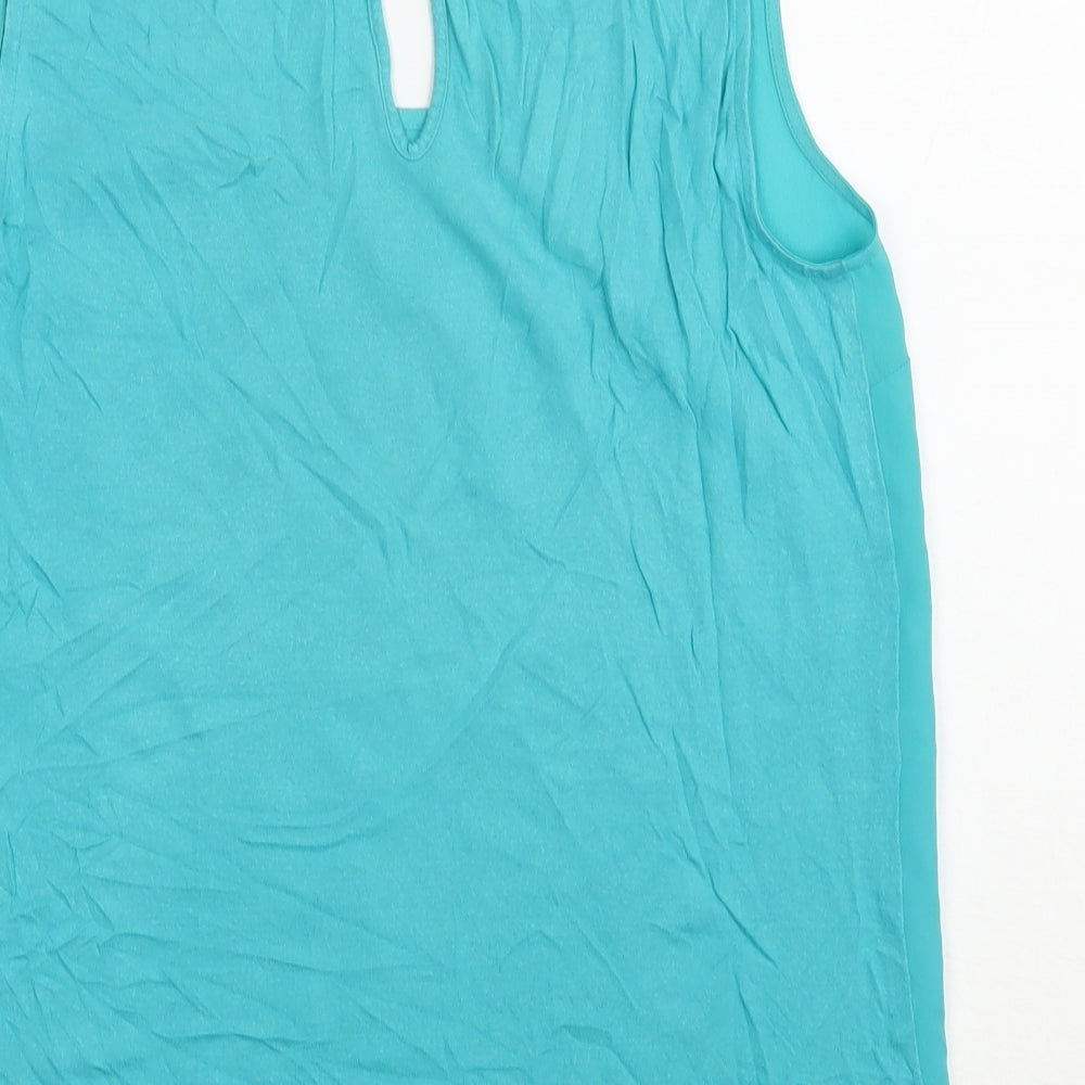 Oasis Womens Blue Polyester Basic Blouse Size M Scoop Neck