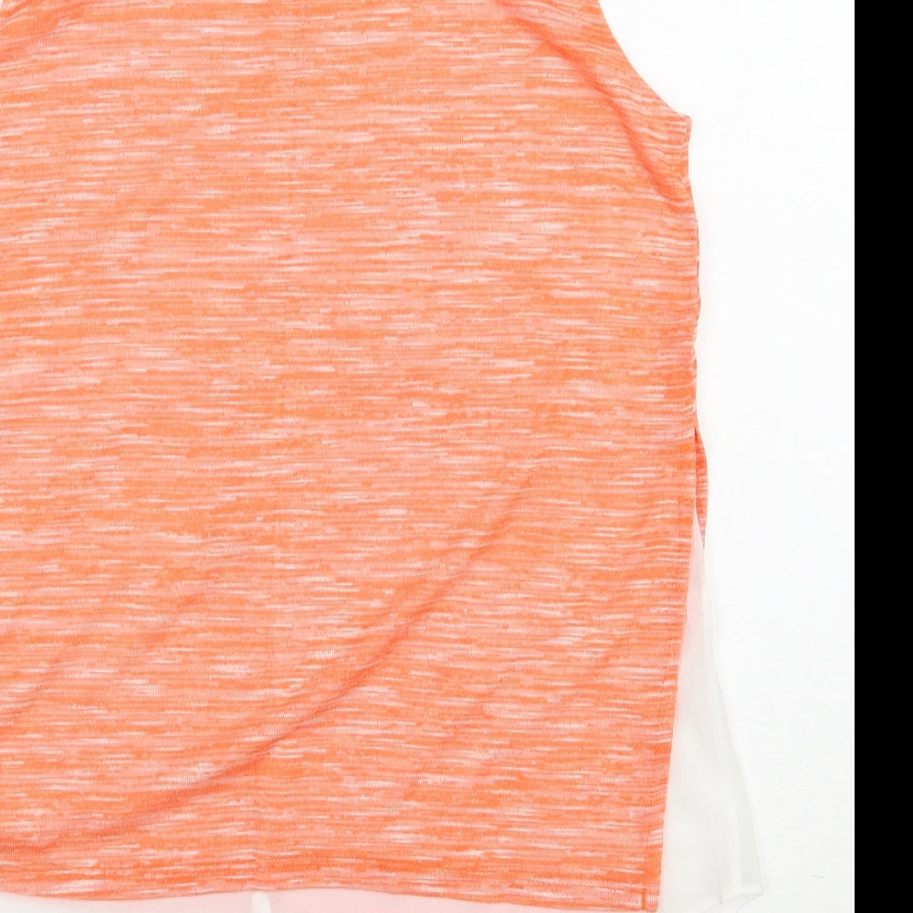 Wallis Womens Orange Viscose Basic Blouse Size M Scoop Neck