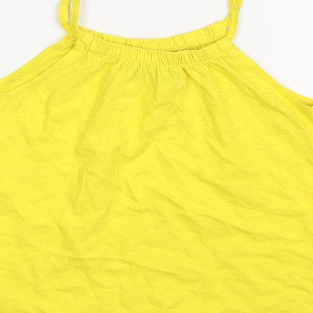 Marks & Spencer Girls Yellow Polyester Camisole Tank Size 5-6 Years Scoop Neck Pullover