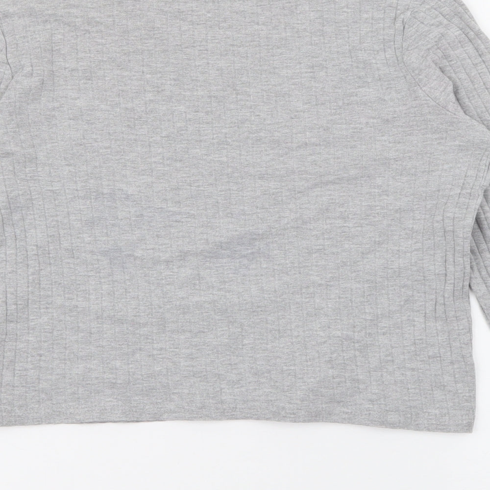 River Island Womens Grey Crew Neck Cotton Pullover Jumper Size 8