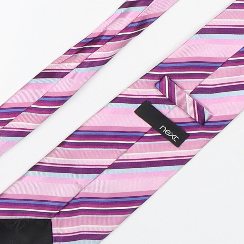 Next Mens Multicoloured Striped Silk Pointed Tie One Size