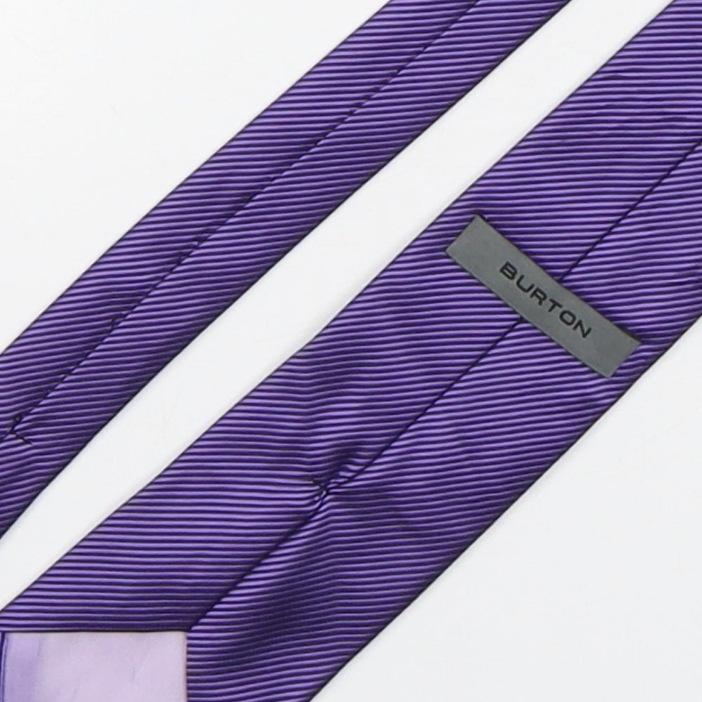 Burton Mens Purple Striped Polyester Pointed Tie One Size