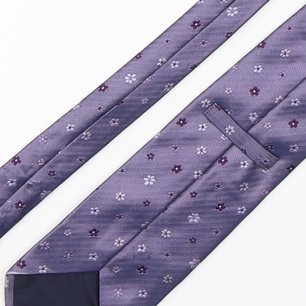 Marks & Spencer Mens Purple Floral Silk Pointed Tie One Size