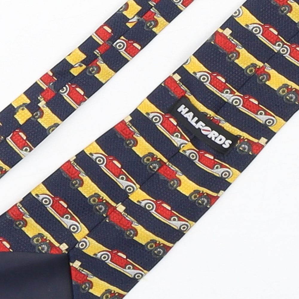Halfords Mens Multicoloured Striped Polyester Pointed Tie One Size - Car Print
