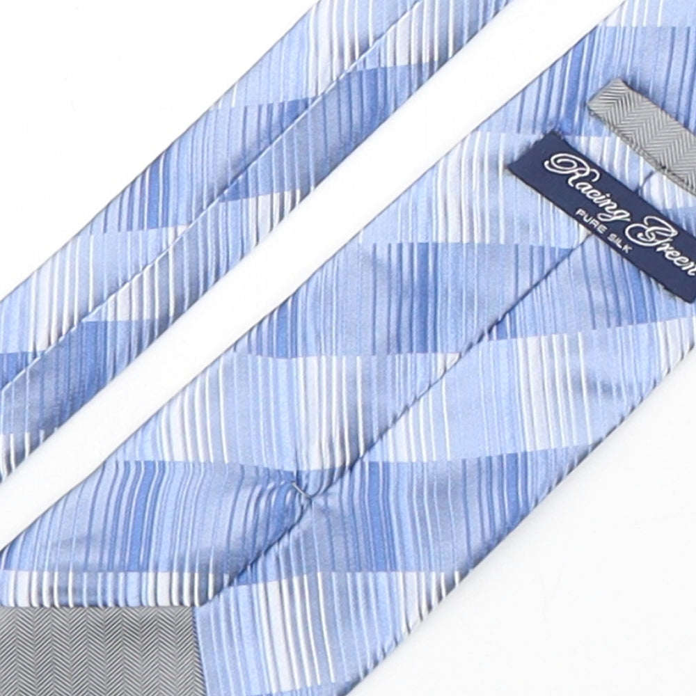 Racing Green Mens Blue Striped Silk Pointed Tie One Size