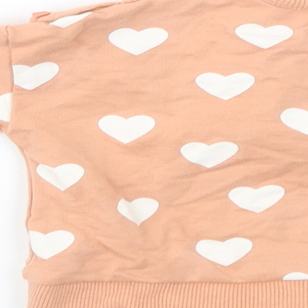 George Baby Pink Geometric Cotton Pullover Jumper Size 3-6 Months Snap - Heart Print