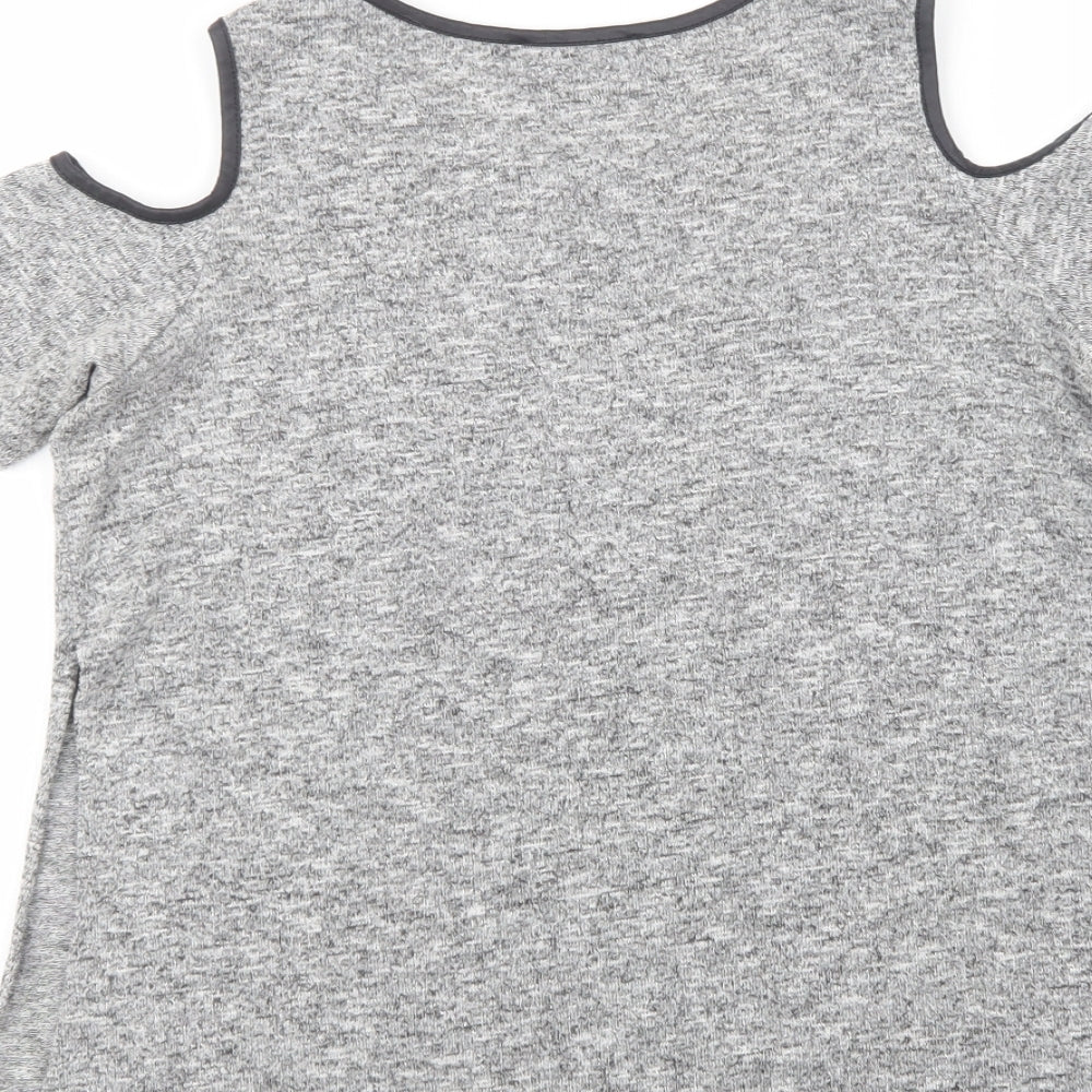 Select Womens Grey Polyester Basic Blouse Size 10 Crew Neck - Not My Problem