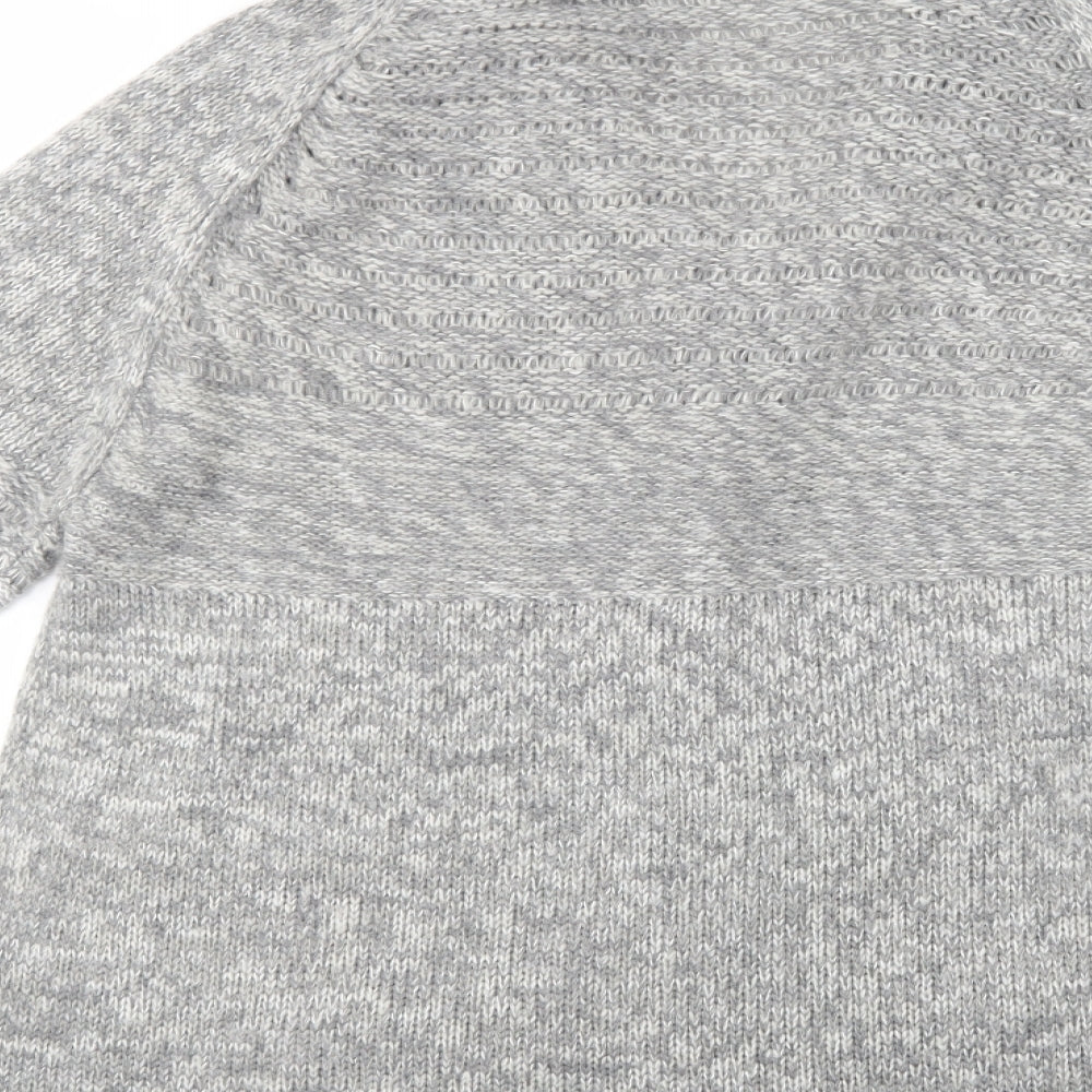Heart & Soul Womens Grey Collared Acrylic Cardigan Jumper Size L