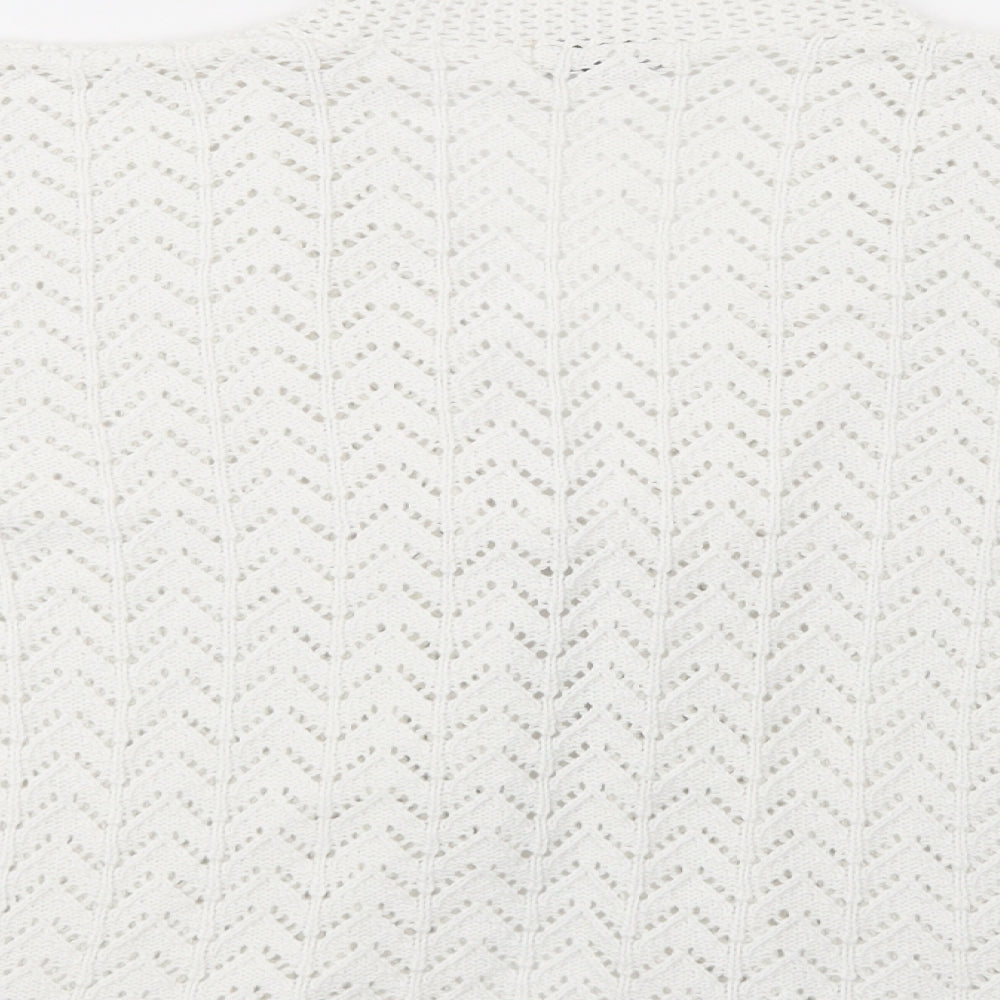Etiquette London Womens White V-Neck Acrylic Cardigan Jumper Size S