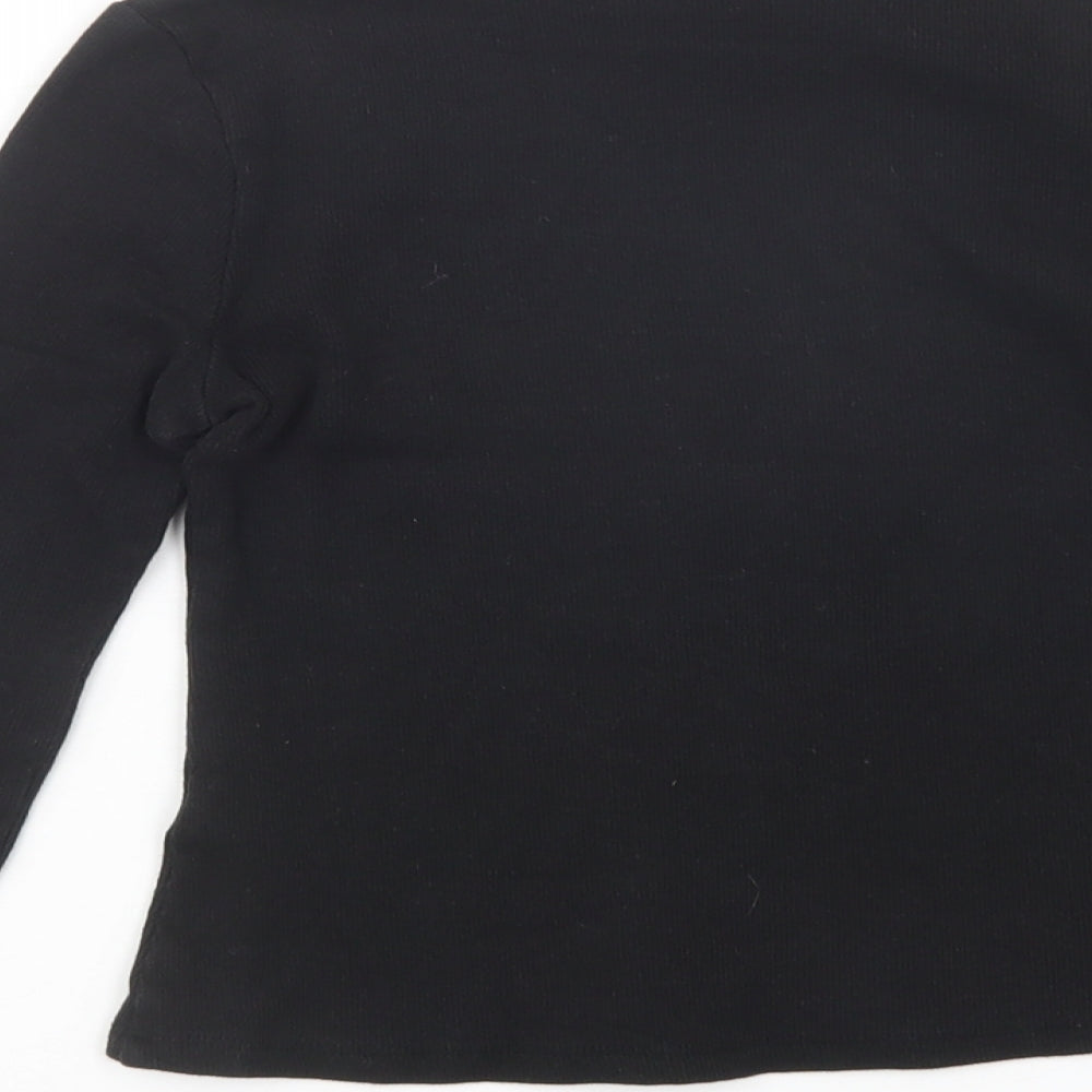 Matalan Girls Black Cotton Basic Blouse Size 9 Years Roll Neck Pullover