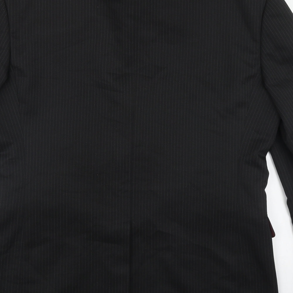 Taylor & Wright Mens Black Striped Polyester Jacket Suit Jacket Size L - inside pockets, pinstriped