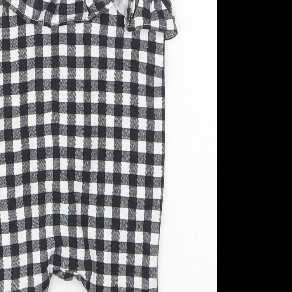 Jessica Simpson Girls Black Check Cotton Coverall One-Piece Size 3-6 Months Button