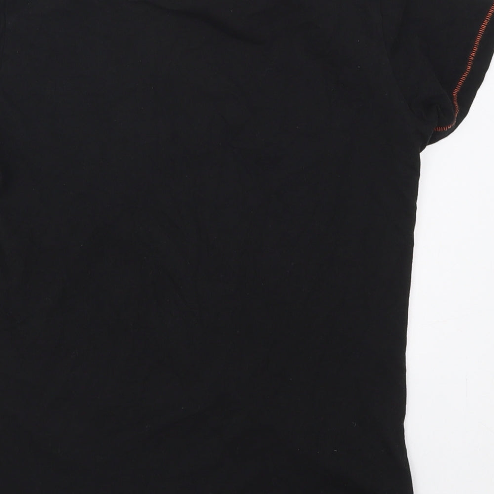 Matalan Boys Black Polyester Basic T-Shirt Size 10 Years Crew Neck Pullover - Leaf Prints