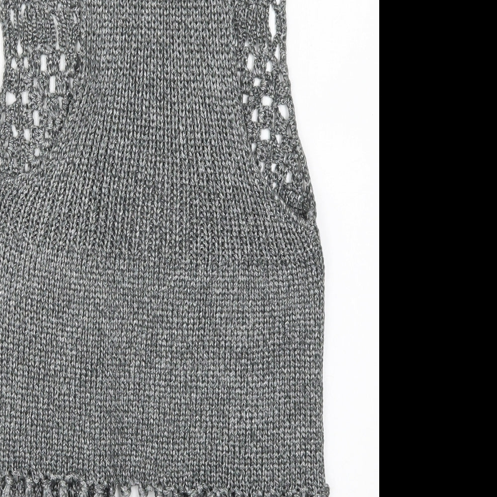 Studio F Womens Grey V-Neck Acrylic Cardigan Jumper Size S